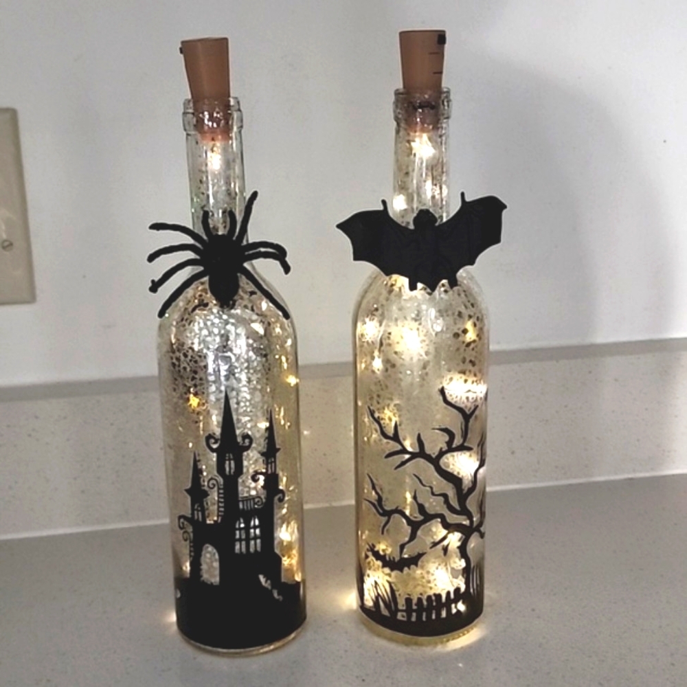 Lighted Mercury Glass Bottles New no tags
